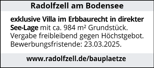 Radolfzell am Bodensee exklusive Villa im Erbbaurecht in direkter See-Lage mit ca. 984 m² Grundstück.