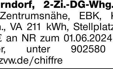 Schorndorf, 2-Zi.-DG-Whg., 41 m², Zentrumsnähe, EBK, Keller, Öl-Zh., VA...