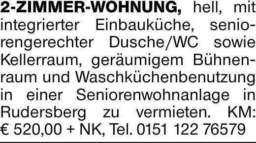 2-ZIMMER-WOHNUNG, hell, mit integrierter Einbauküche, seniorengerechter...