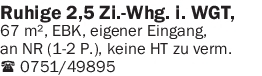 Vermietung 2-3 Zimmer-Wohnungen