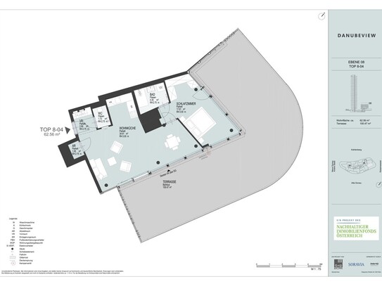 100M2 TERRASSE! Luxus Wohnen! Große 2 Zimmer Wohnung - direkt an der U1 Donauinsel