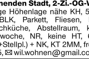 Winnenden Stadt, 2-Zi.-OG-Whg. ruhige Höhenlage nähe KH, 52m², gr. BLK,...