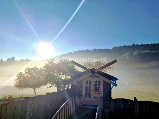 Exquisite Naturoase: Frei stehendes Holzhaus, mit Gästehaus im Pfälzer Wald.