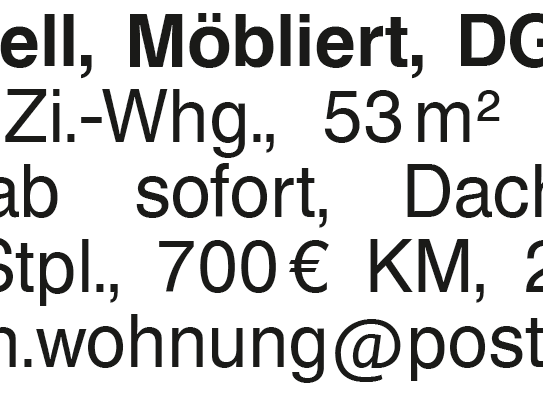 Ruhig, Hell, Möbliert, DG, Küche, Bad