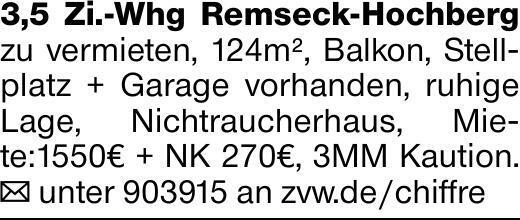 3,5 Zi.-Whg Remseck-Hochberg zu vermieten, 124m², Balkon, Stellplatz +...