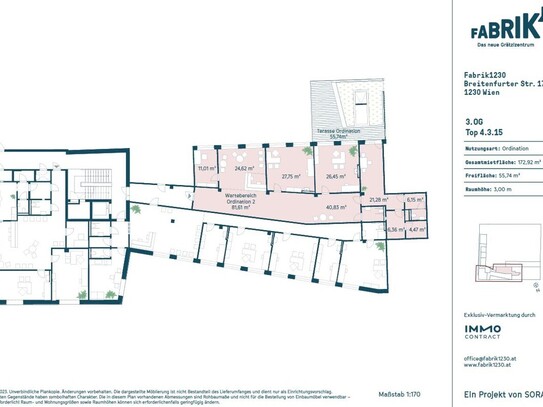 Gut aufgeteilte Ordinationsfläche mit großzügiger Terrasse - 170m²