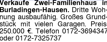 Zwei-Familienhaus in Burladingen-Hausen