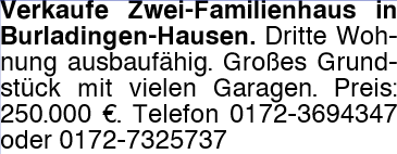 Zwei-Familienhaus in Burladingen-Hausen