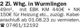 Vermietung 2-3 Zimmer-Wohnungen
