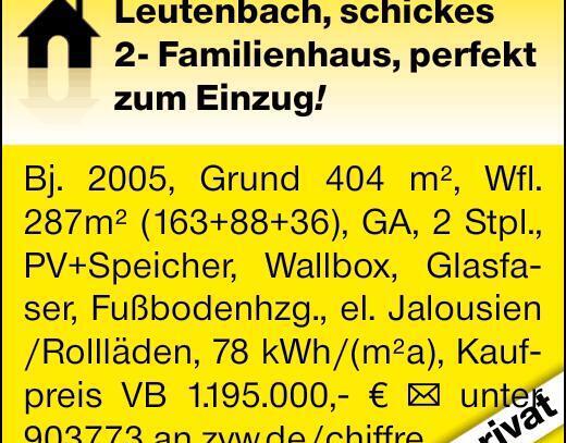 Leutenbach, schickes2- Familienhaus, perfekt zum Einzug!Bj. 2005, Grund...