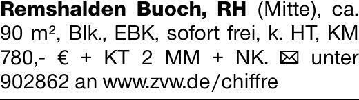 Remshalden Buoch, RH (Mitte), ca. 90 m², Blk., EBK, sofort frei, k. HT,...