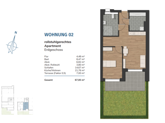 Havencity - Modernes Wohnen in unmittelbarer Nähe zum Südstrand - Rollstuhlgerechtes Apartment - WE2