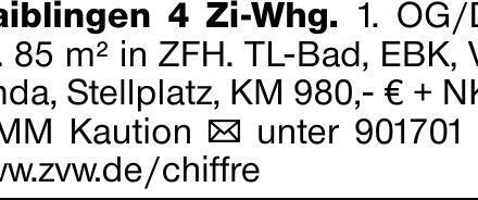 Waiblingen 4 Zi-Whg. 1. OG/DG ca. 85 m² in ZFH. TL-Bad, EBK, Veranda, Stellplatz,...