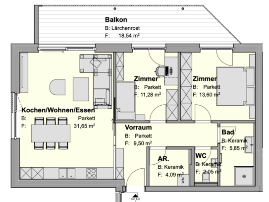 Villach - Völkendorf: TOP 1.04 *ERSTBEZUG Sept. 2024* 2-Zimmer Wohnung mit 11 m² West-Balkon