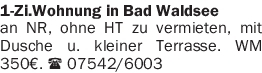 Vermietung 1-2 Zimmer-Wohnungen
