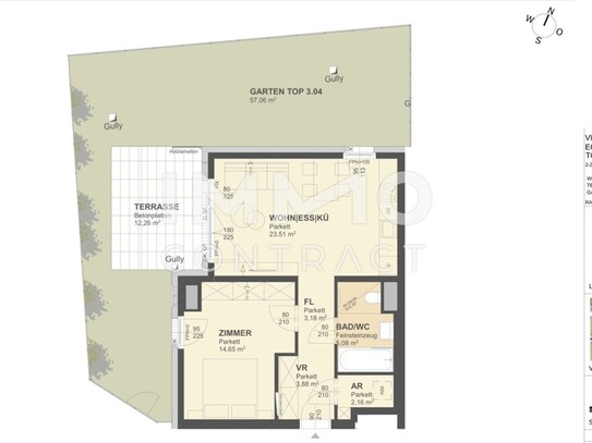 KREMSER WOHNDOMIZIL 2Zi- 52qm- Gartenwohnung, Lift, Tiefgarage, in beliebter Grünruhelage