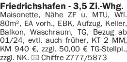 Vermietung 3-4 Zimmer-Wohnungen