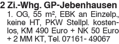 2 Zi.-Whg. GP-Jebenhausen