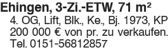 Ehingen, 3-Zi.-ETW, 71 m2