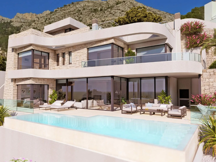 Neue moderne Luxusvilla mit herrlichem Blick auf das Meer in der berühmten Wohngegend von Altea Hills