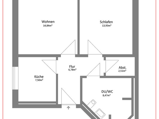 Neue 2 Zimmer-Wohnung im 2. Obergeschoss mit Balkon