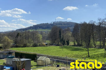 Blick ins Grüne vom Balkon