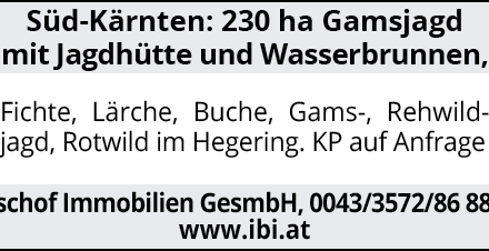 Süd-Kärnten: 230 ha Gamsjagd mit Jagdhütte und Wasserbrunnen