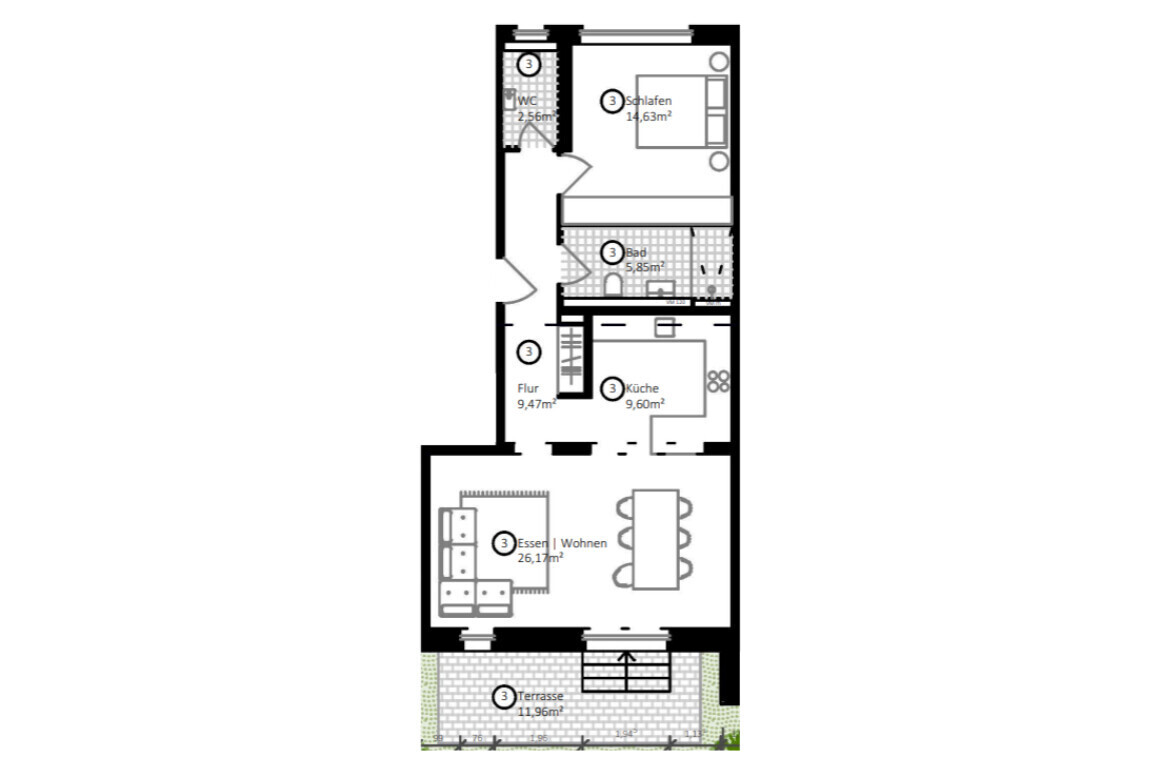 Moderne 2-Zimmer-Wohnung in hochwertigem Neubau mit Terrasse & Stellplatz - Photo 4