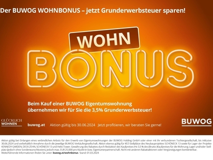 3,5% BUWOG WOHNBONUS jetzt sichern! Neubau Erstbezug - 1 Zimmer Anlegerwohnung - provisionsfrei