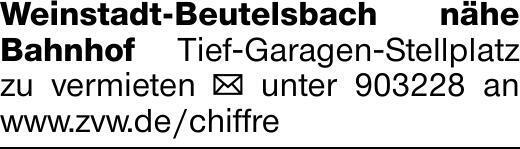 Weinstadt-Beutelsbach nähe Bahnhof Tief-Garagen-Stellplatz zu vermieten...