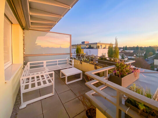 Bald wird es wieder Sommer! 3 1/2 Zimmer Wohnung mit Dachterrasse und freiem Blick.