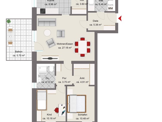 Neubau 3-Zimmer-Wohnung in Burghausen