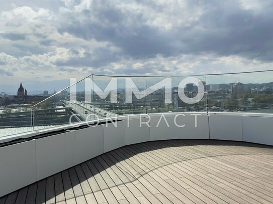 Sunny four-room apartment with 105 m² balcony and amazing amenities on the New Danube