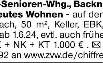 2-Zi.-Senioren-Whg., BacknangBetreutes Wohnen - auf dem Hagenbach, 50 m²,...