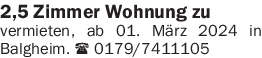 Vermietung 2-3 Zimmer-Wohnungen