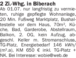Vermietung Wohnungen allgemein