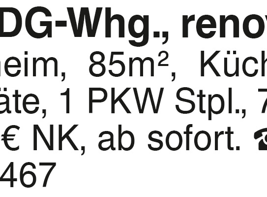 3,5 Zi. DG Whg in CR-Jagstheim