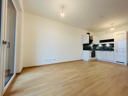PROVISIONSFREI! ERSTBEZUG! 16. STOCK! HELLE 2 ZIMMER MIT 8m² LOGGIA! EINBAUKÜCHE.