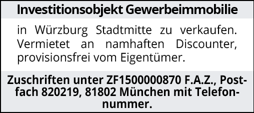 Investitionsobjekt Gewerbeimmobilie in Würzburg Stadtmitte zu verkaufen.