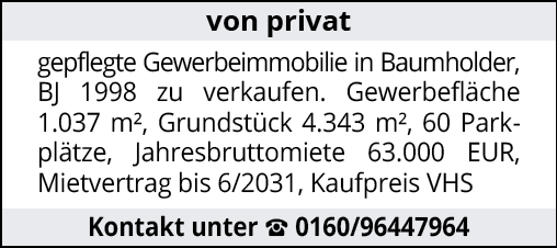 gepflegte Gewerbeimmobilie in Baumholder