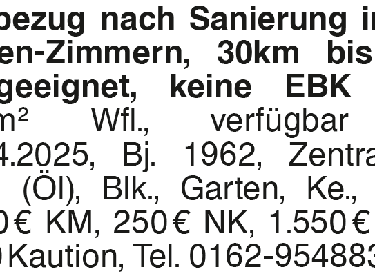 Erstbezug nach Sanierung in Bisingen-Zimmern, 30km bis Tü, WG-geeignet, keine EBK