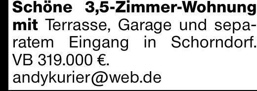 Schöne 3,5-Zimmer-Wohnung mit Terrasse, Garage und separatem Eingang in...