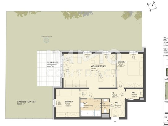 KREMSER WOHNDOMIZIL 3Zi- 77qm -Gartenwohnung, Lift, Tiefgarage, in beliebter Grünruhelage