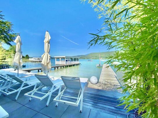 Velden am Wörthersee - Auen: Luxus - Seeblickmietwohnung mit Pool, Seezugang & TG-Platz mit Starkstromanschluss für das…