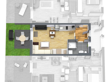 Neuwertige und barrierefreie Terrassenwohnung incl. Küche in kleiner Wohnanlage