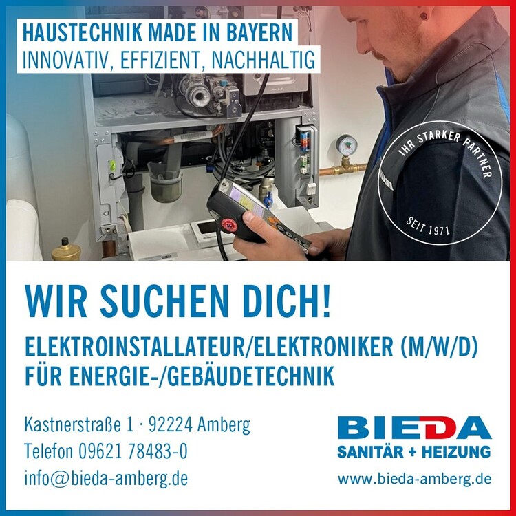 Haustechnik Made in Bayern&nbsp;
Innovativ, Effizient, Nachhaltig
Wir suchen Dich ald Elektroinstallateuer/Elektroniker f&uuml;r Energie-/Geb&auml;udetechnik
Kastnerstra&szlig;e 1, 92224 Amberg