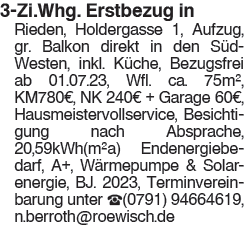 3- Zi. Whg. Erstbezug in Rieden