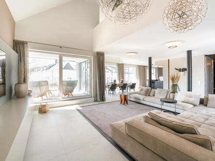 Exklusives Penthouse in Rheinnähe, BJ 2020, Bulthaup-EBK, 80m² Terrasse, 3 TG-Stellplätze