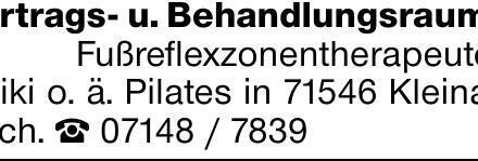 Vortrags- u. Behandlungsrauman Fußreflexzonentherapeuten, Reiki o. ä. Pilates...
