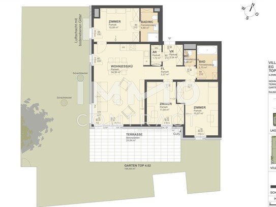 KREMSER WOHNDOMIZIL 4Zi- 97qm -Gartenwohnung, Lift, Tiefgarage, in beliebter Grünruhelage